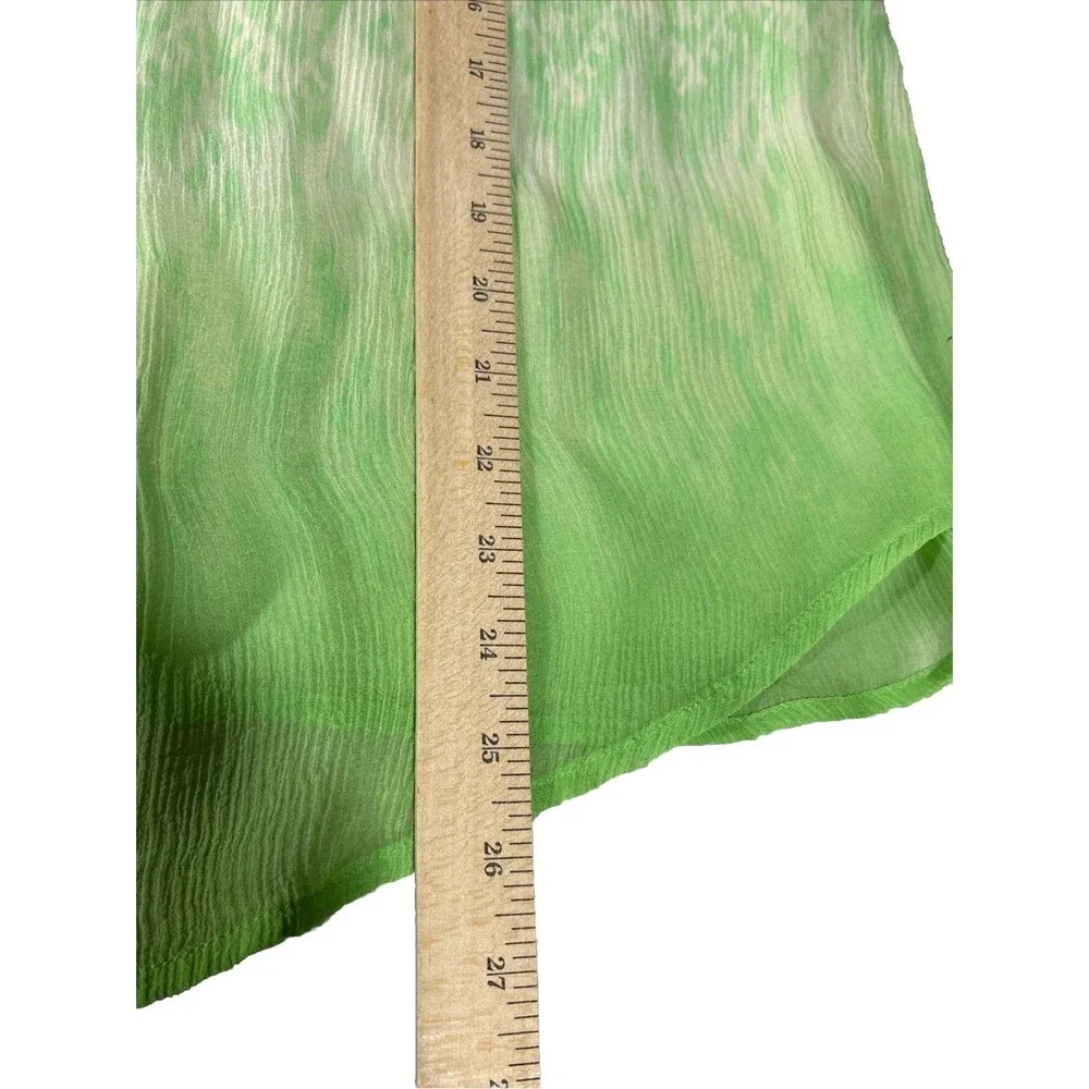 Sundance Green Silk Chiffon Smocked Ombre Sheer Boho Blouse Top Large Flowy - Picture 10 of 12